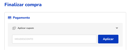 Imagem ilustrando o campo de inserção de cupom de desconto na etapa de pagamento no site da Casasbahia.com.br