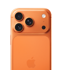 Parte de trás do iPhone 17 Pro na cor laranja-cósmico, sistema de câmera Fusion Pro no platô na parte superior