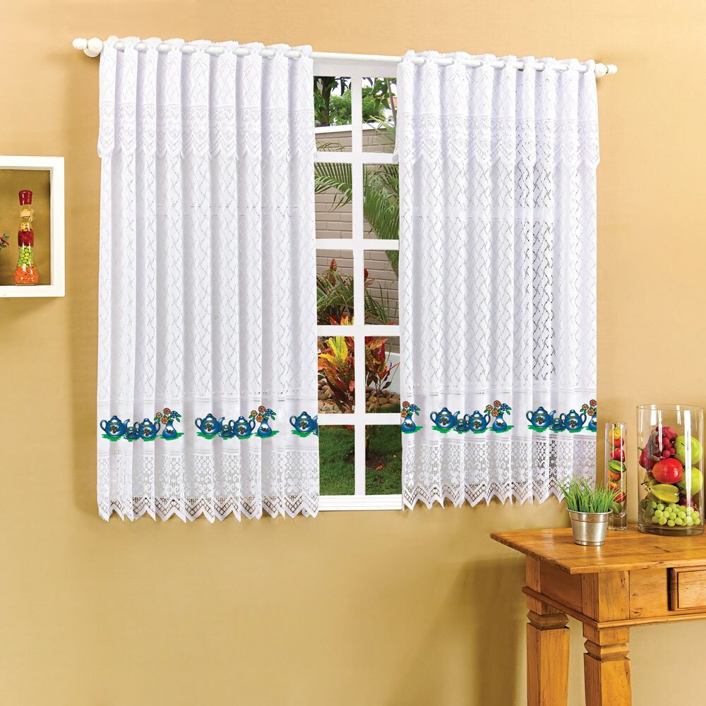 Cortina Para Cozinha Beija Flor 8747 Bule Azul 120×220 Cm Branca Cortina Para Cozinha Beija Flor 8747 Bule Azul 120×220 Cm Branca