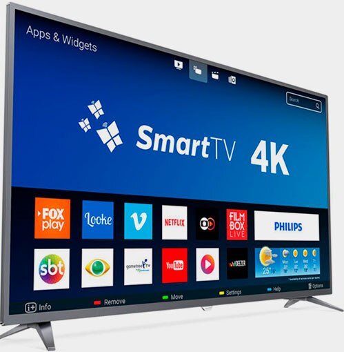 Smart TV Philips 50PUG6513 entretenimento aplicativos conexões