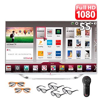Smart TV Cinema 3D LED 55” Full HD LG 55LA7400