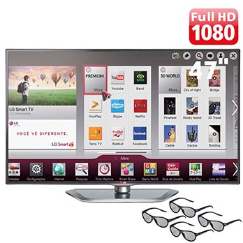 Smart TV Cinema 3D LED 47” Full HD LG 47LA6204 de frente