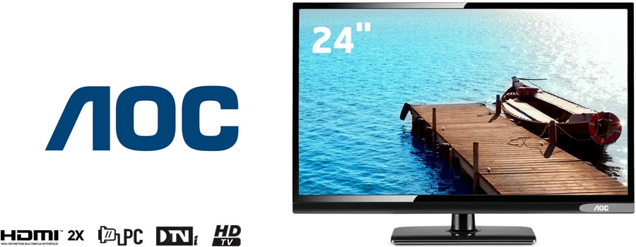 tv led 24'' hd aoc le24d1450 dtvi usb hdmi