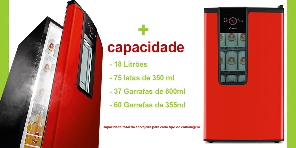 Cervejeira Consul Mais CZD12AV Vermelha capacidade 82L