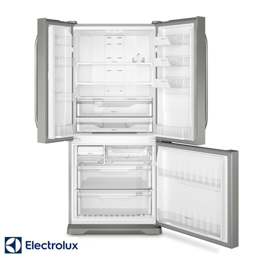 Muito mais espaço com as prateleiras e compartimentos nas portas Refrigerador Electrolux Multidoor DM84X Frost Free prateleiras compartimento