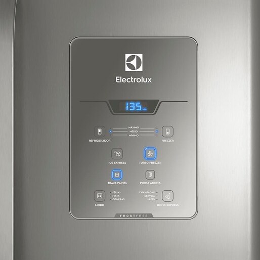 Painel externo com funções para diversas ocasiões Refrigerador Electrolux Multidoor DM84X Frost Free painel touch funções