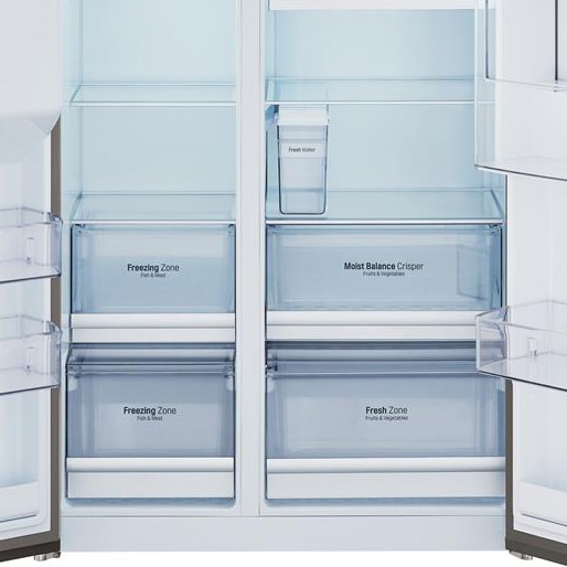 refrigerador lg side by side gs65sdn new lancaster prateleiras vidro