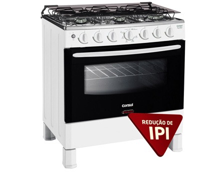 Fogão Consul 6 Bocas Facilite CF476BB - Design arredondado e pés altos que facilitam a limpeza