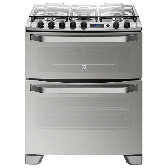 fogão electrolux 5 bocas 76xdr com duplo forno prata