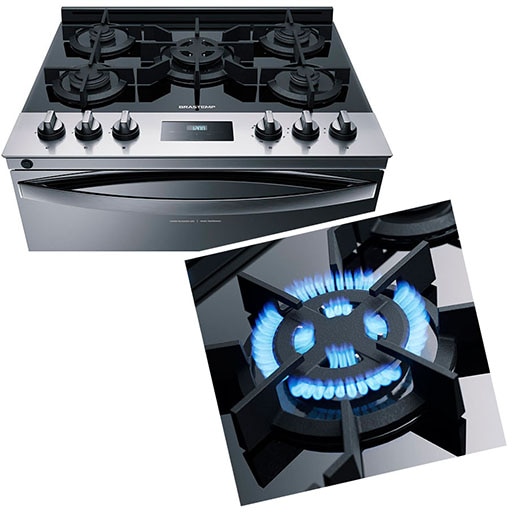 Fogão Brastemp BFD5VCR Mesa Vidro Cooktop Turbo Chama