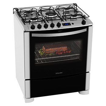 fogão Electrolux cinco bocas Celebrate Digital 76SRB forno