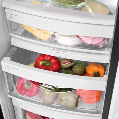 Gavetas geladeira GE com saída de ar exclusiva