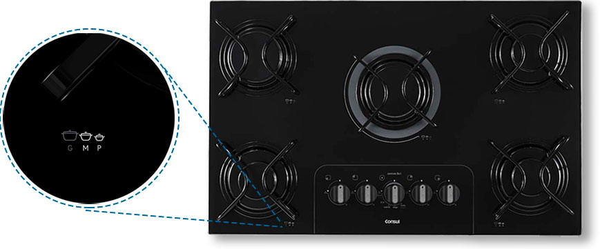 detalhe da legenda do Cooktop Consul Facilite CD075