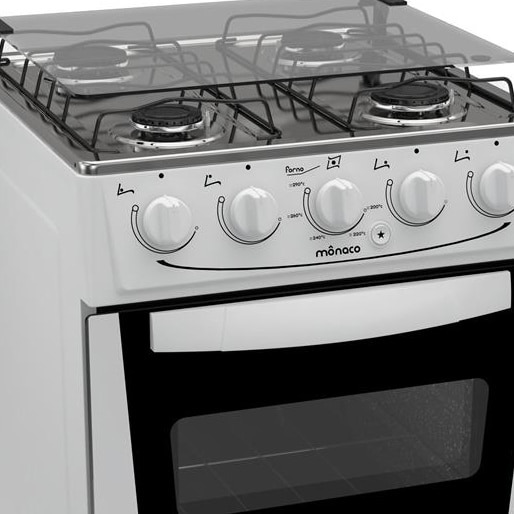 Fogão com mesa em aço inox sobreposta