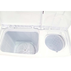lavadora de roupas Praxis Twin Tub aberta