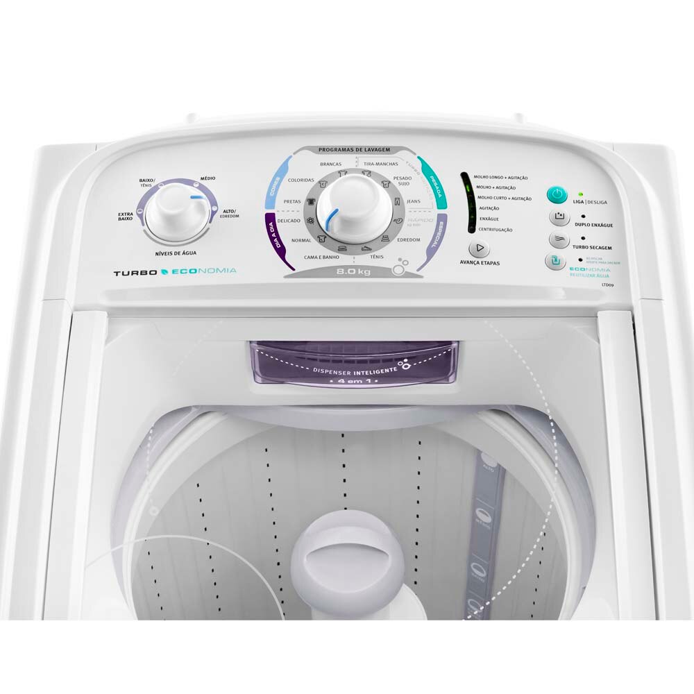 lavadora de roupas Electrolux 8kg Turbo Economia LTD09 painel