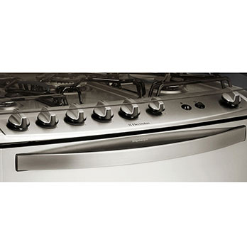 fogão de embutir Electrolux cinco bocas Celebrate 76TXE Inox painel