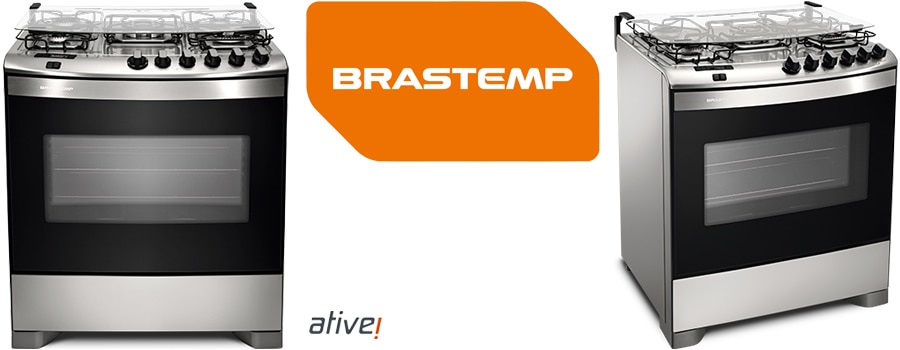fogao brastemp 5 bocas ative flat top bfs5qar inox forno cleartec queimador quadrichama trempes individuais
