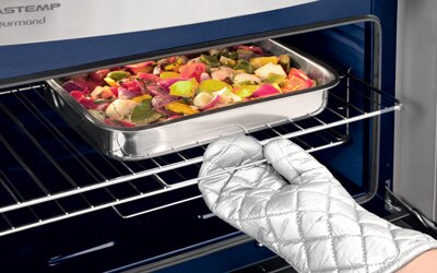 fogao Brastemp 5 bocas gourmand bfs5car forno elétrico 2 prateleiras deslizantes manuais
