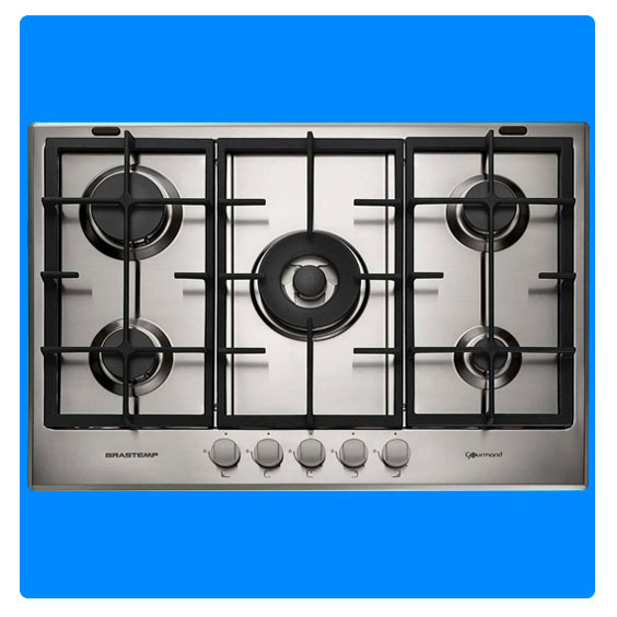 cooktop gás 5 bocas brastemp gourmand botões removíveis