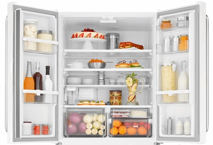refrigerador brastemp side inverse bro80ab branco 540l gavetas prateleiras vidro