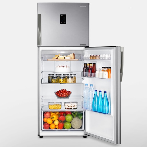 refrigerador samsung top mount freezer display eletronico 385 litros inox look