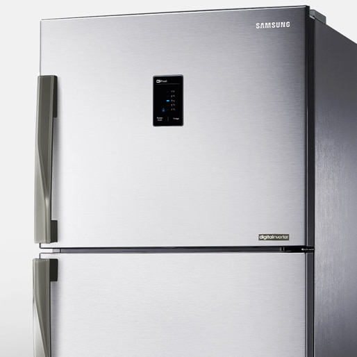 refrigerador samsung top mount freezer display eletronico 385 litros inox look design