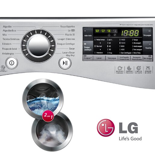 aparelho Lavadora e Secadora de Roupas LG Touch Big Door WD1412RT visor touch led 14 programas de lavagem