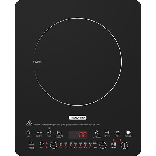 mono cooktop tramontina por indução slim ei30 preto