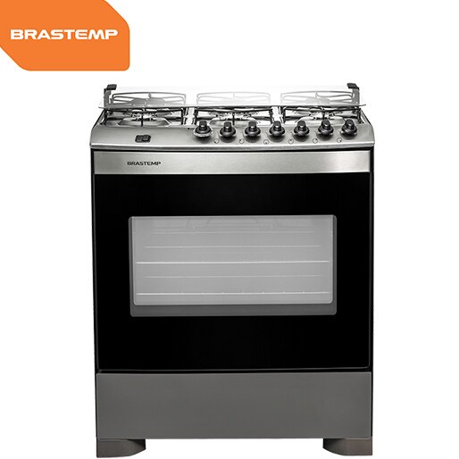 Fogão Brastemp BFS6NR Inox 6 Bocas Mesa Compartimentada