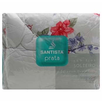 edredom solteiro Santista Prata Lilian 150 fios Coral embalagem
