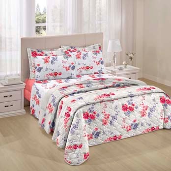 edredom solteiro Santista Prata Lilian 150 fios Coral