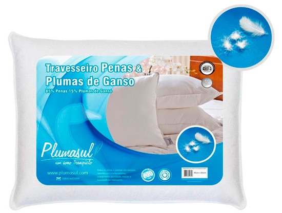 travesseiro plumasul penas plumas ganso