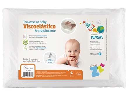 Travesseiro Viscoelástico e Antissuficante Baby Fibrasca é ideal pro bebê - Mais conforto durante o sono	