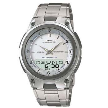 relógio masculino anadigi Casio Standard AW 80D 7A Prata e Branco