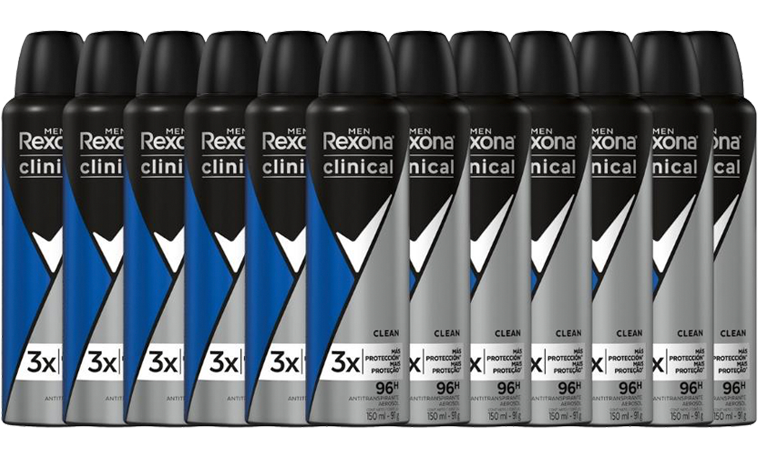 Desodorante Rexona Aerosol Men Clinical Clean 150ml - Kit com 4 Unidades