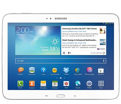 Samsung Galaxy Tablet com processador dual core de 1.6GHz