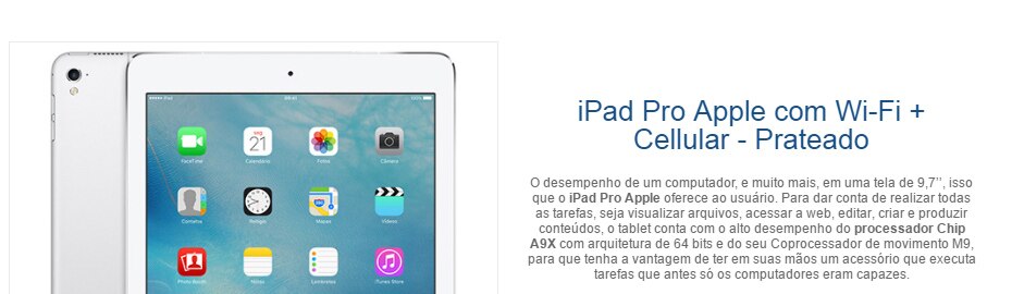 iPad Pro Apple com Wi-Fi + Cellular