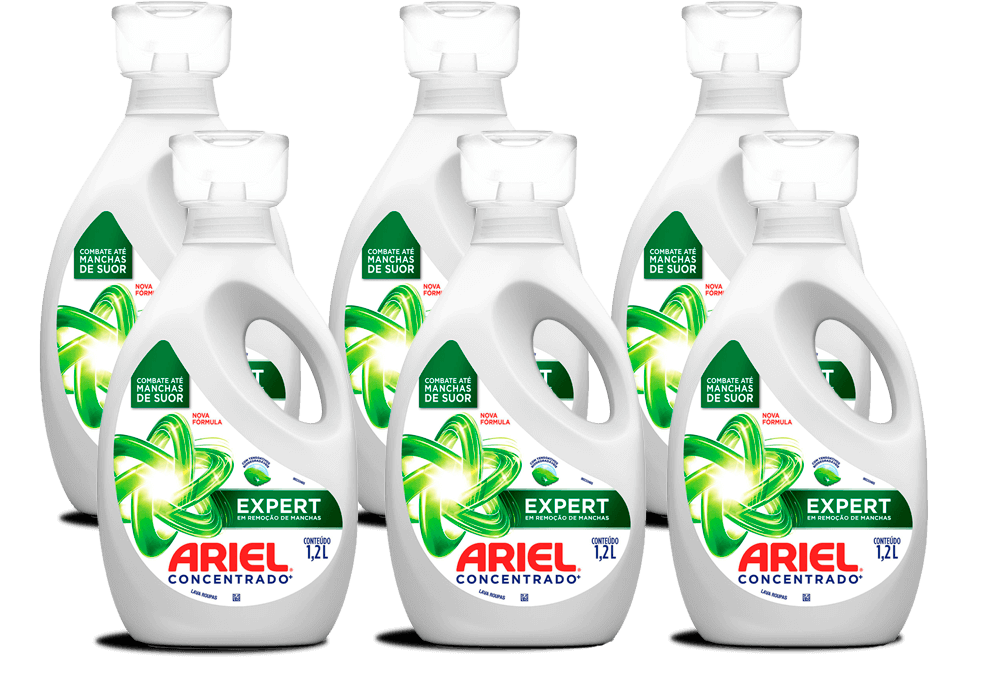 Sabão Líquido Concentrado Ariel Expert 1,2L 6 Unidades