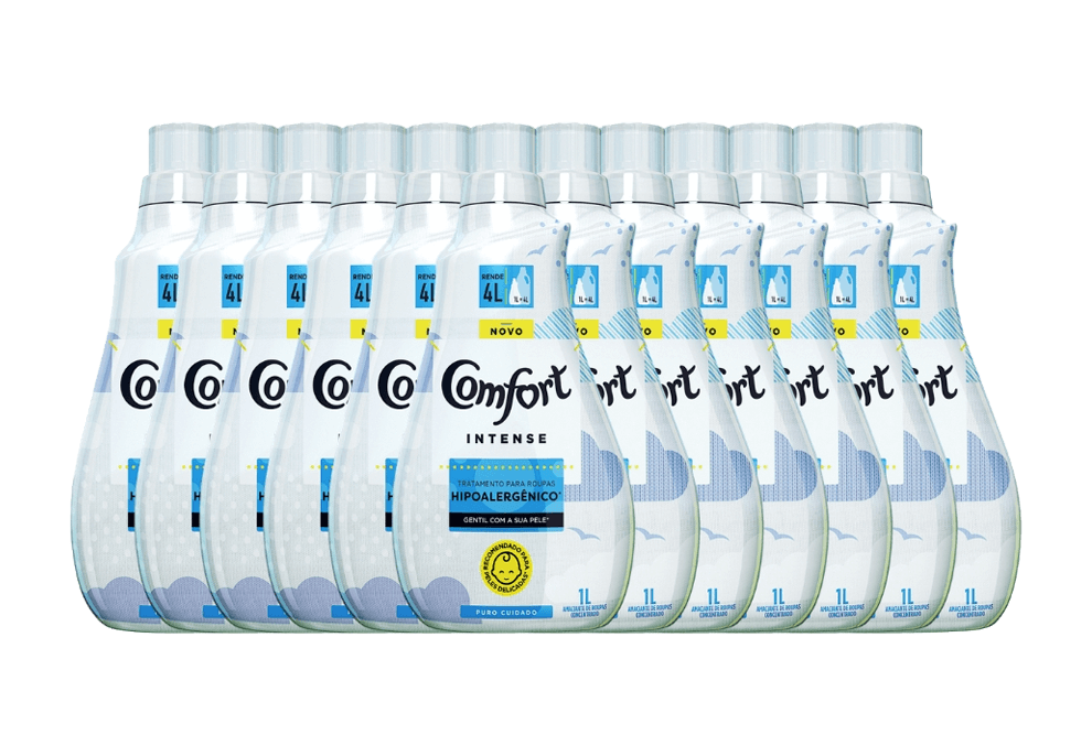 Amaciante Comfort Concentrado Intense Puro Cuidado 1 Litro 12 Unidades