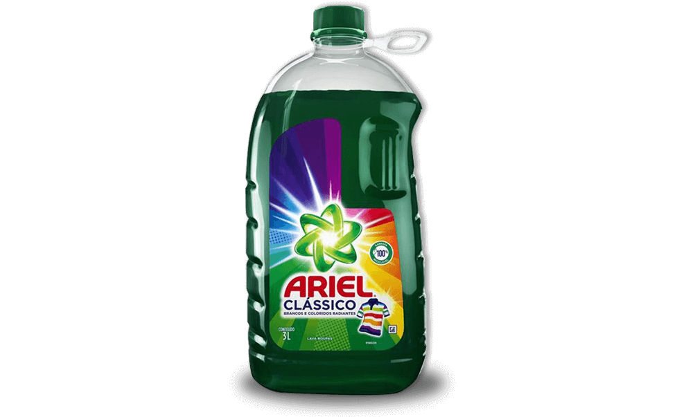 Sabão Líquido Ariel Clássico limpeza impecável