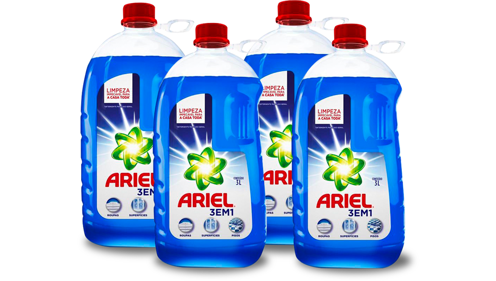 Detergente Líquido Ariel Multiuso 3 em 1 com 3 Litros 4 Unidades