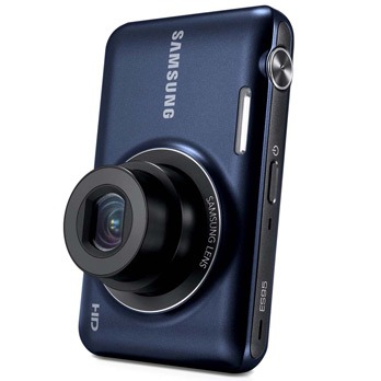 câmera digital Samsung ES95 Preto Cobalto inclinada