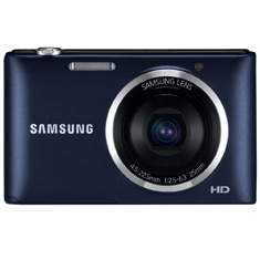 câmera digital Samsung ST72 Preta Cobalto de frente