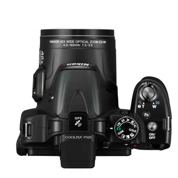câmera digital Nikon Coolpix P520 Preta de cima