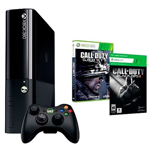 Xbox 360 com Call of Duty Ghosts em DVD e Call of Duty Black Ops II para download