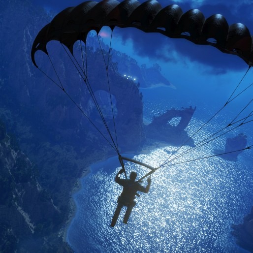 Um jogo com cenário paradisíaco