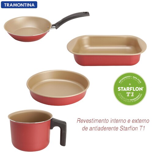 Conjunto de Panelas Tramontina Turim revestimento starflon teflon