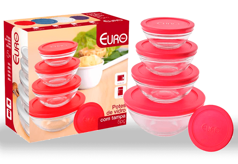 Conjunto Potes Euro Home Vidro VDR7090 5 Peças