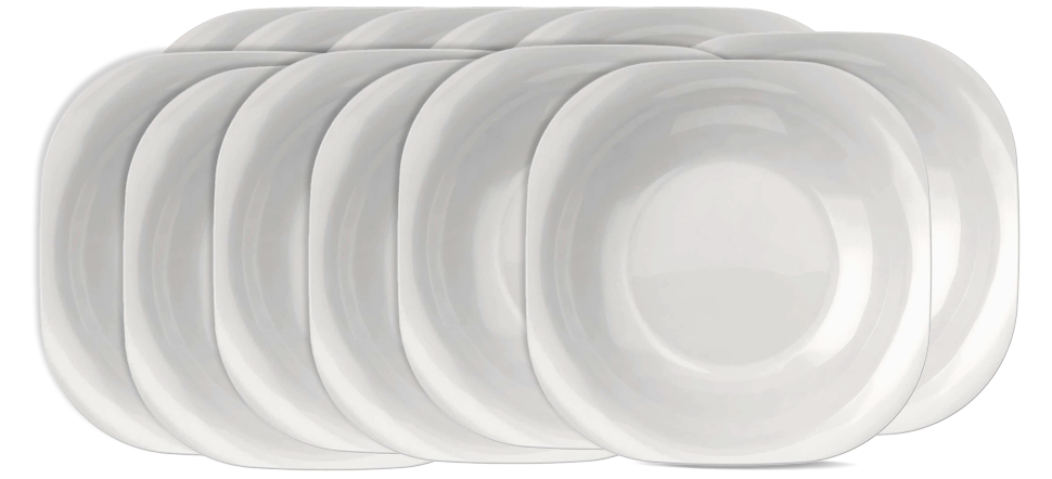 Conjunto Pratos Quadrados Duralex Opaline Plaza 12 Peças